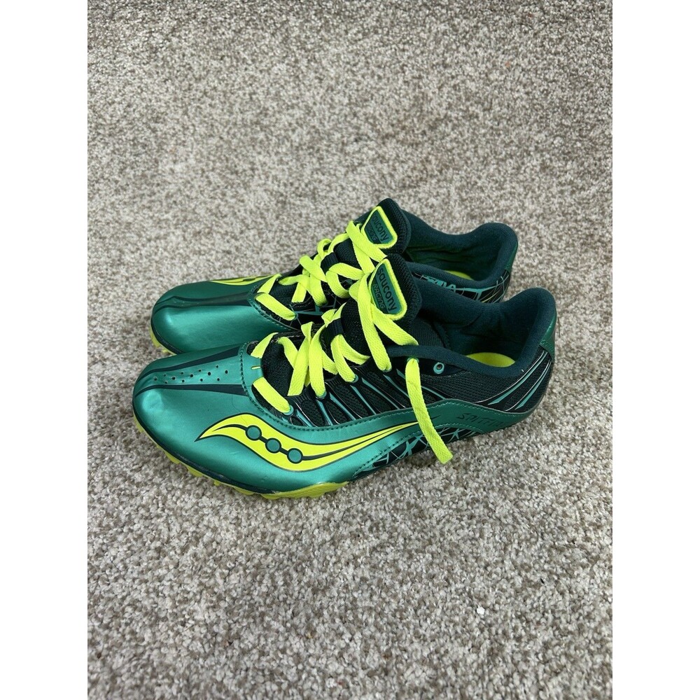 Saucony Spit Fire‎ Track Running Shoes Green Yellow  Womens US Size 9